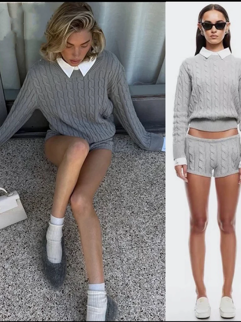 

Винтажный вязаный свитер Lioness ELSA HOSK с цветочным узором, универсальный теплый осенний топ с длинными рукавами и круглым вырезом, повседневный стиль