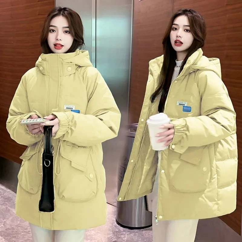 Down Cotton Jacket Women Parkas 2025 New Winter Jacket Hooden Cotton Padded Coat Korean Loose Warm Thicke Pregnant Woman Outwear