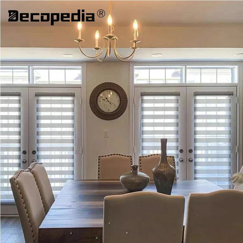 Decopedia Cordless Zebra Blinds for Windows Electric Roller Blinds Day and Night Window Blinds Curtains for Sliding Doors