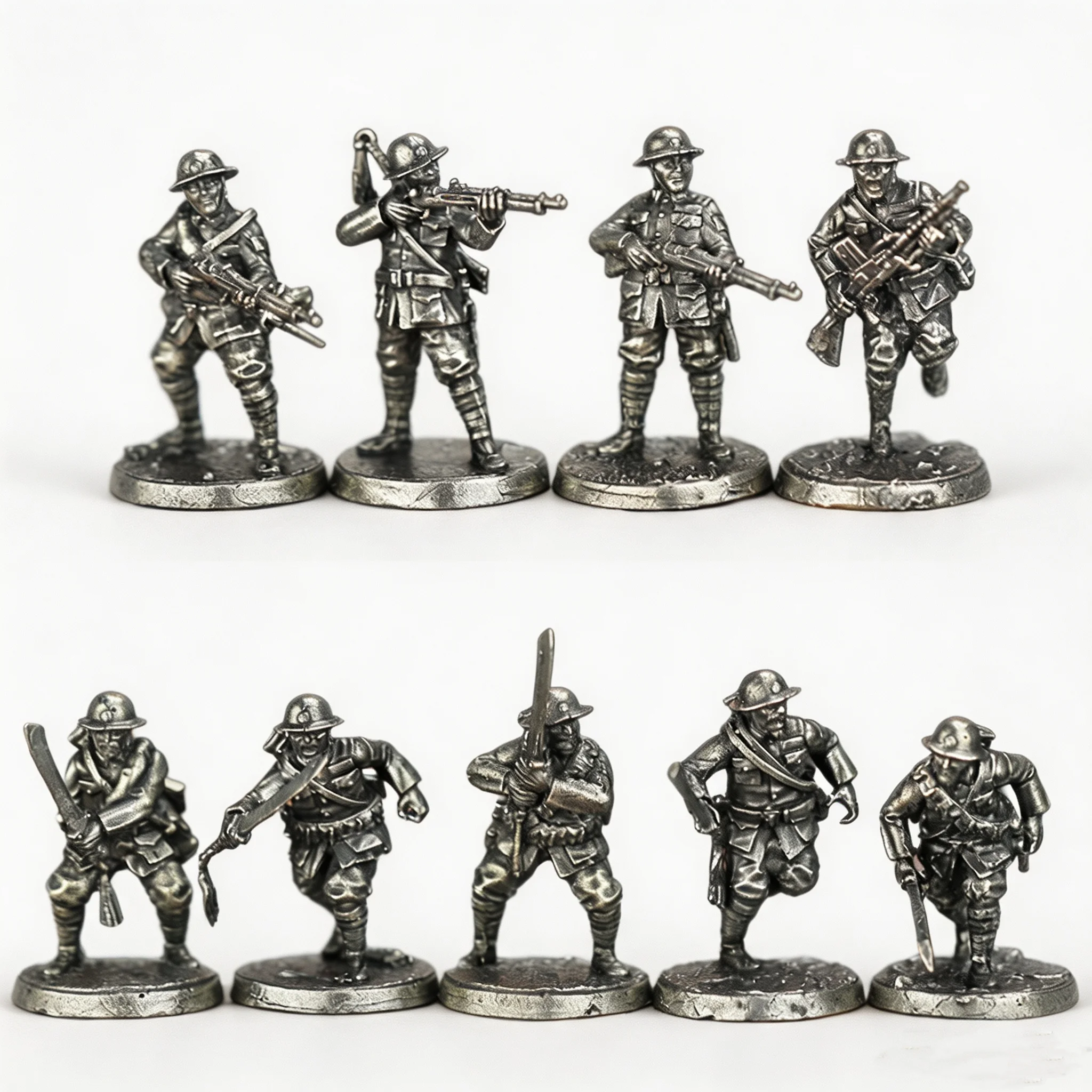 Metal Anti‑Japanese Guangxi‑Clique Soldier Miniature Figure Wargame Chess Piece Desktop Ornament Statue