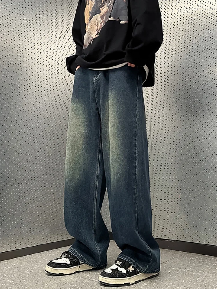 

Luxury Men's Jeans Straight Leg Loose Wide Leg Long Pants American High Street Sle Casual Wear Autumn Season Youth Faion