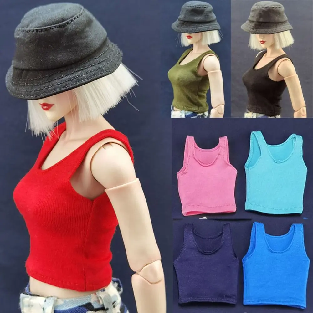 1/6 Miniature Female Soldier Vest Clothing 30cm Doll T-shirt Casual Tank Bottom Female Sports Tops Soldier Figure Accessory