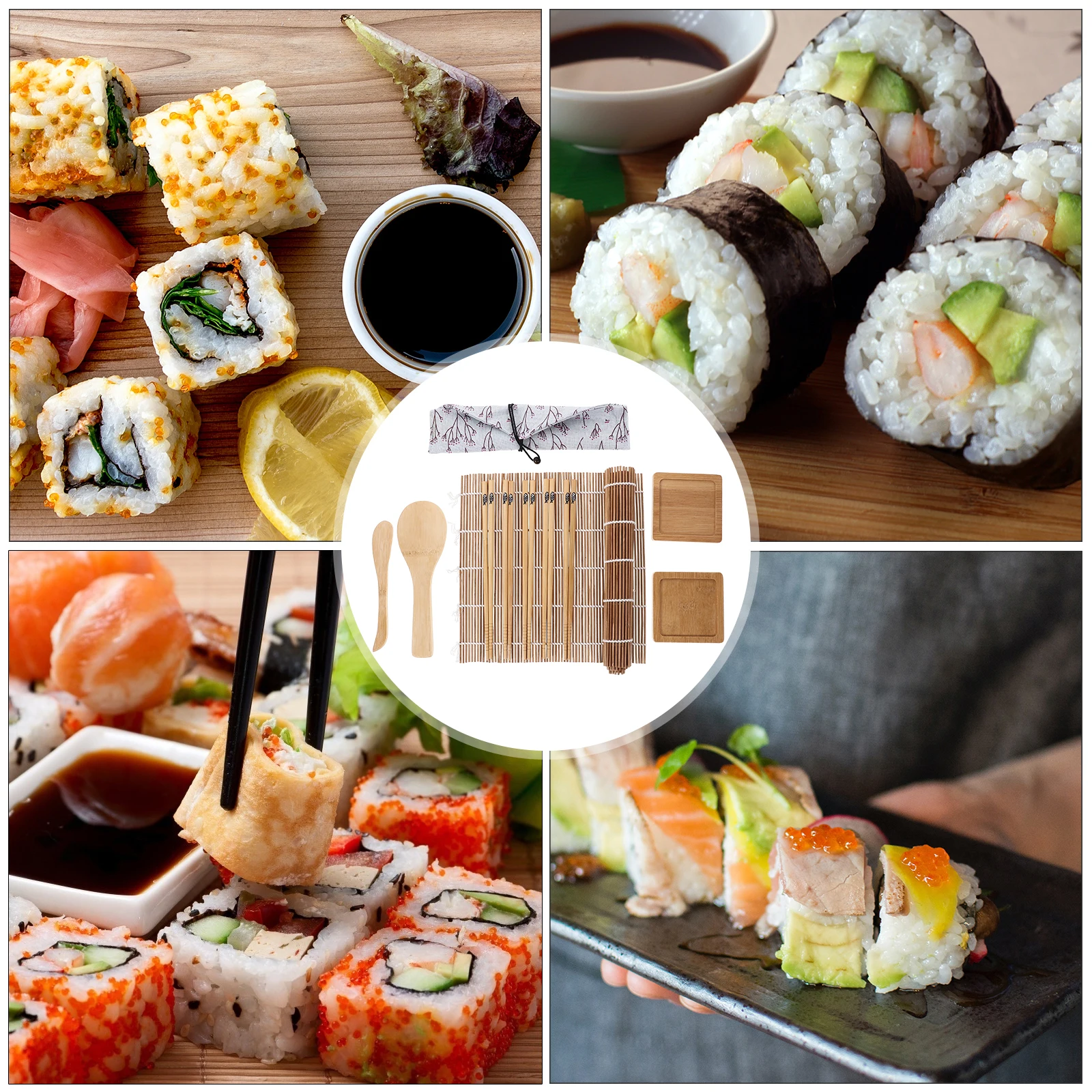 

Sushi Tool Set Tools Bamboo Rice Spoon Mat Rolling Mats Making Supplies Maker Diy