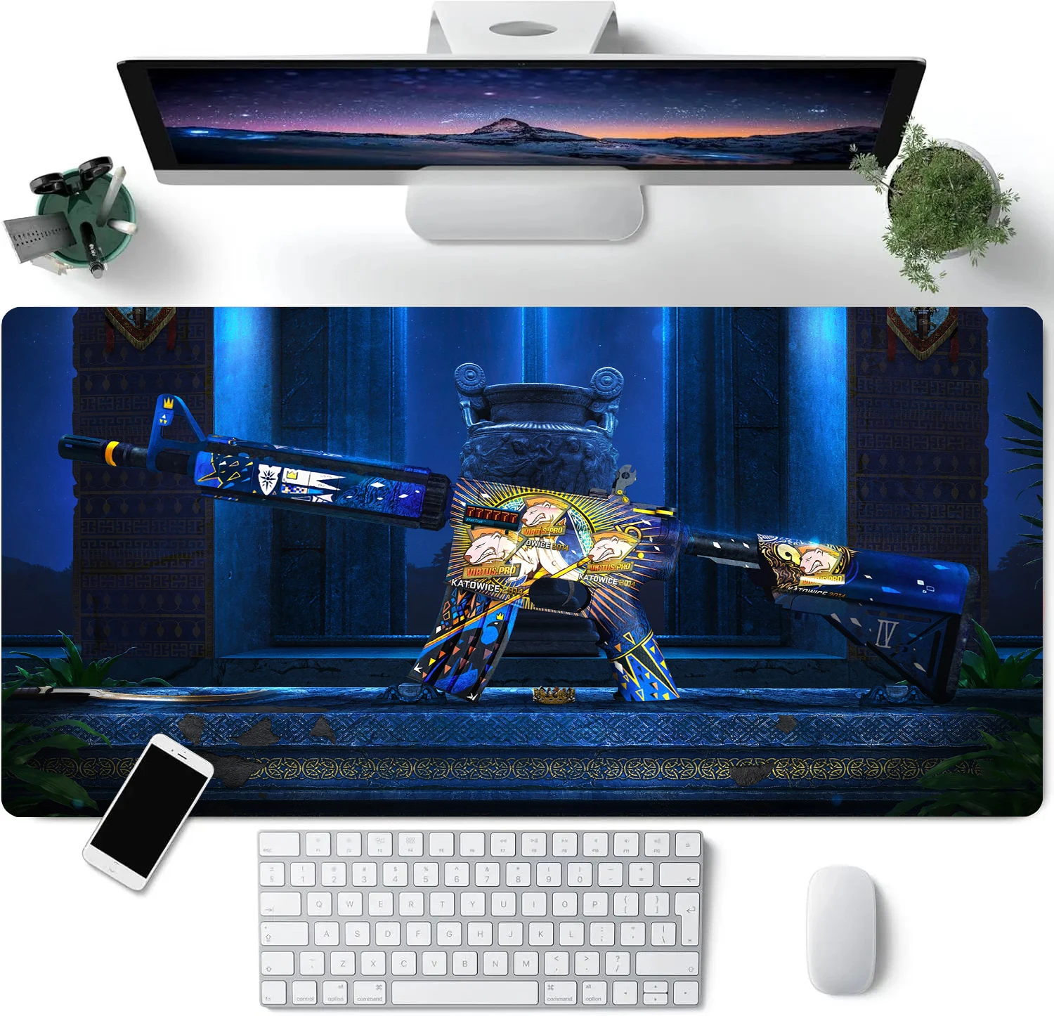 

CSGO Counterattack Gun AK M4 Game Boys E-Sports Thickened Oversized Large Mouse Pad Keyboard Mats Anti-Slip Gaming Accessories