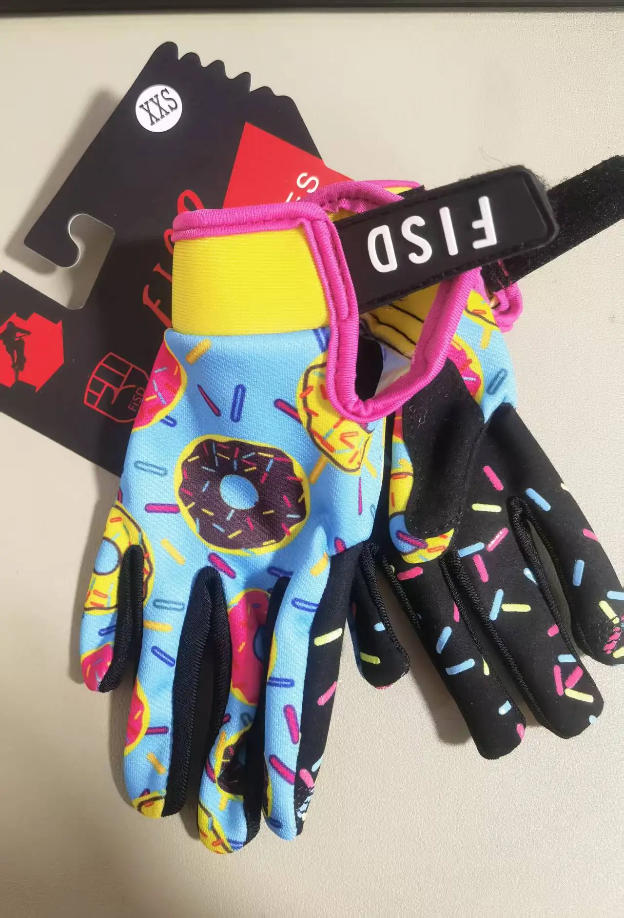 

fistplast kids 25 retro cycling gloves with long finger Velcro touch screen donuts