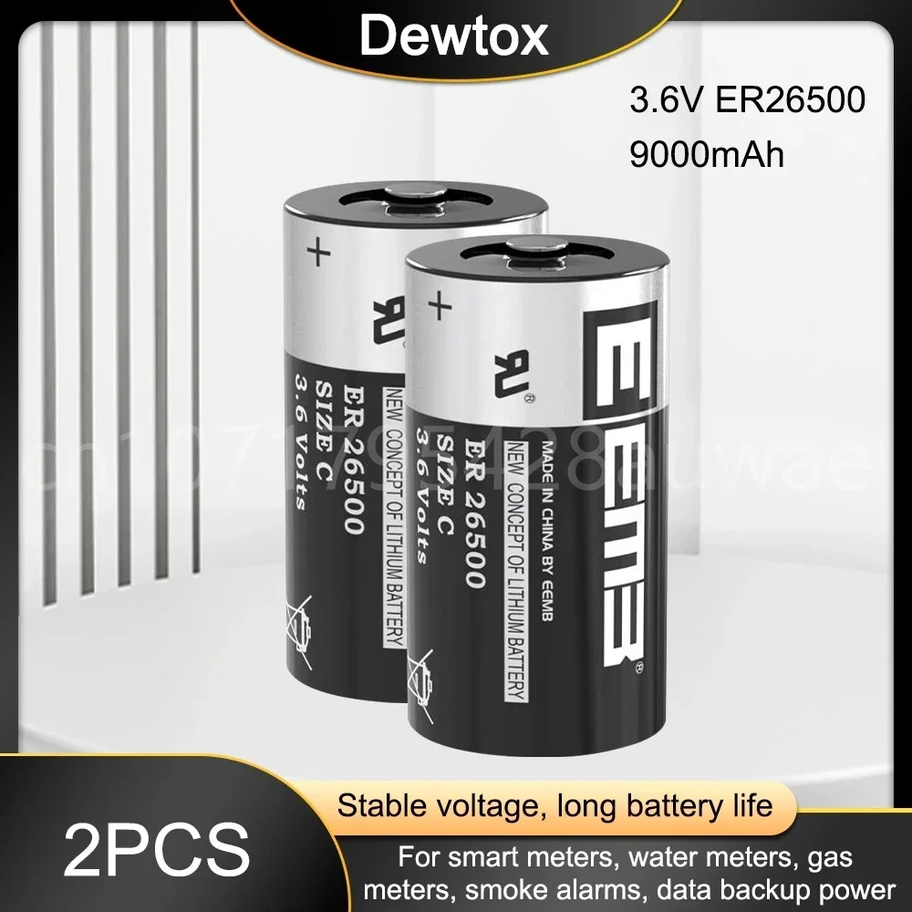 2PCS 3.6V ER 26500 ER26500 9000mah C LiSCLO2 Battery  Superior To LR14 R14P 1.5V Batteries C Size