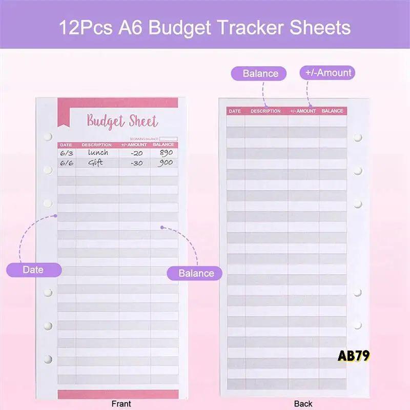 54 แพ็ค A6 กระเป๋า Binder ชุด A6 Binder กระเป๋าซิปค่าใช้จ่าย Budget แผ่นเงินสดซองจดหมายป้ายสติกเกอร์ Neon หน้า