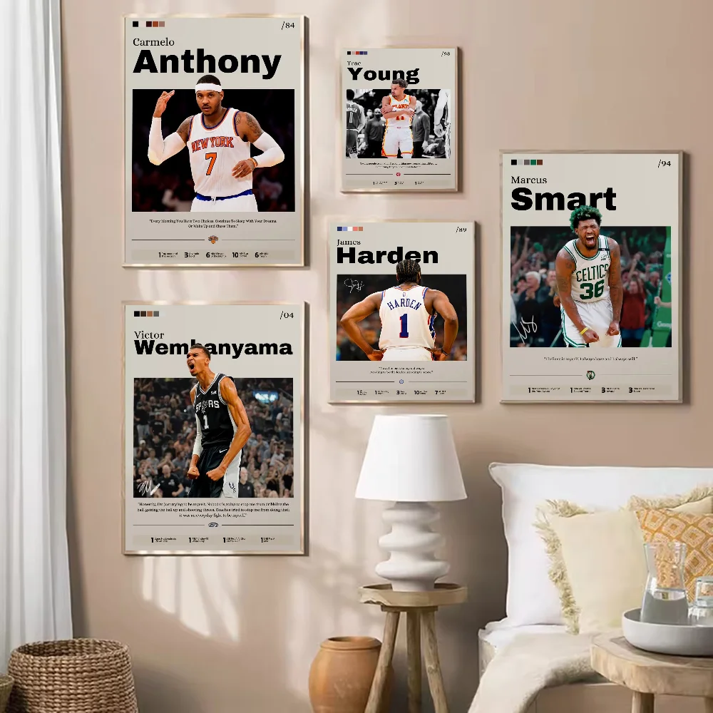 Póster de estrella de baloncesto Young, Harden de la NBA, pintura decorativa, arte de pared moderno para el hogar, decoración de sala de estar, estética