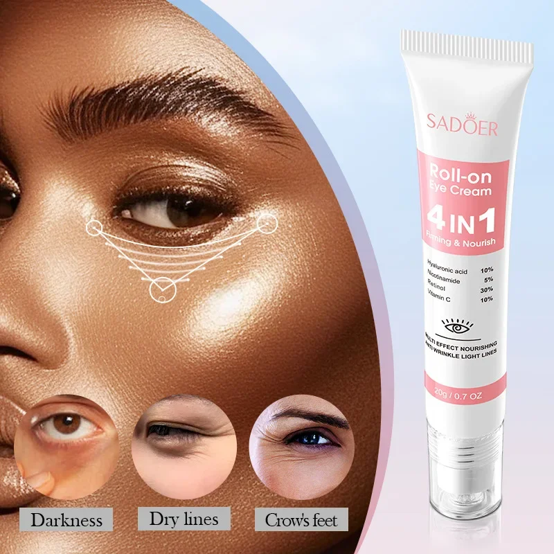 SADOER 4in1 لفة على كريم عين مرطب مضاد للهالات السوداء عيون أكياس ثبات ترطيب مصل العين العناية بالبشرة للعيون الجمال