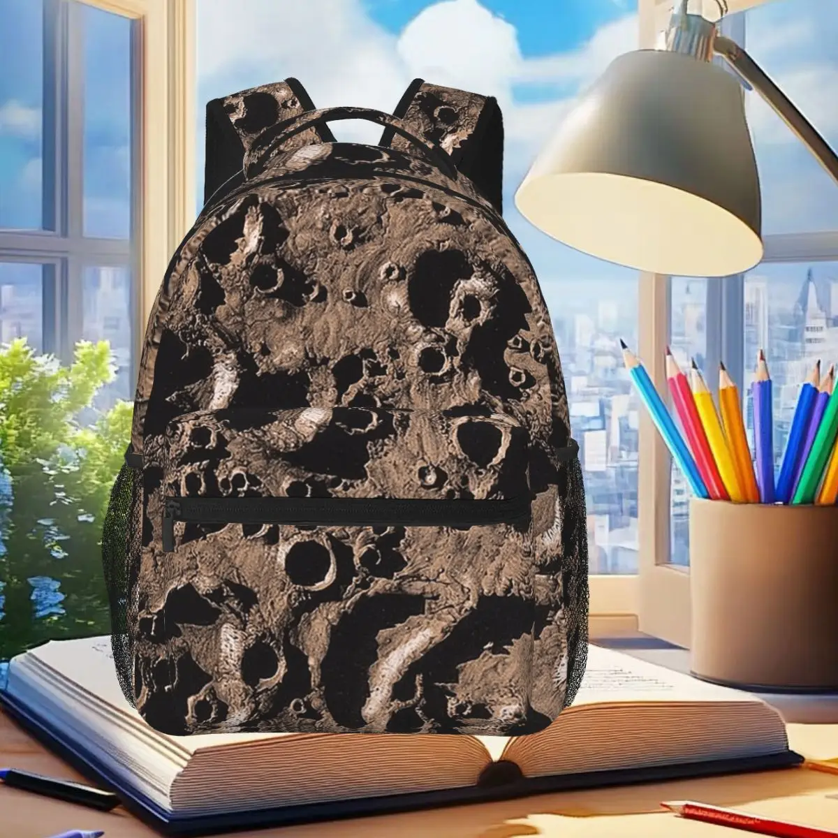 

Vintage Lunar Craters Photograph Student Backpack School Bag Hiking Travel Daypack for Men Women Fashion Bookbag Shoulder Bags