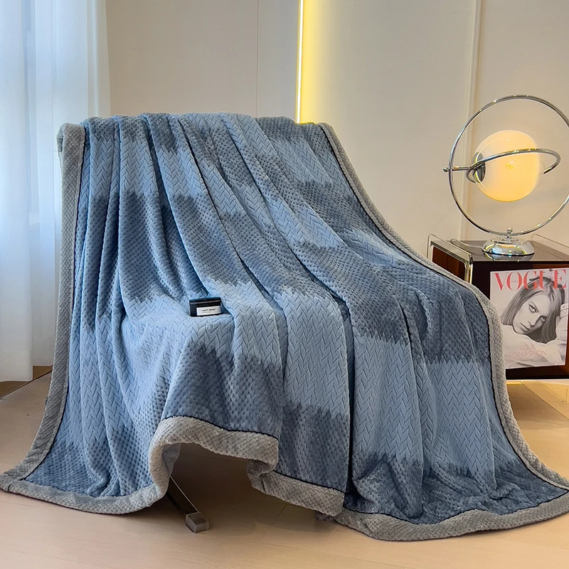 

Flannel Fleece Tapestry Blanket Luxury Lame Wool Blanket Thickened Warm Leisure Blankets Home Bed Sofa Cover Machine Washable