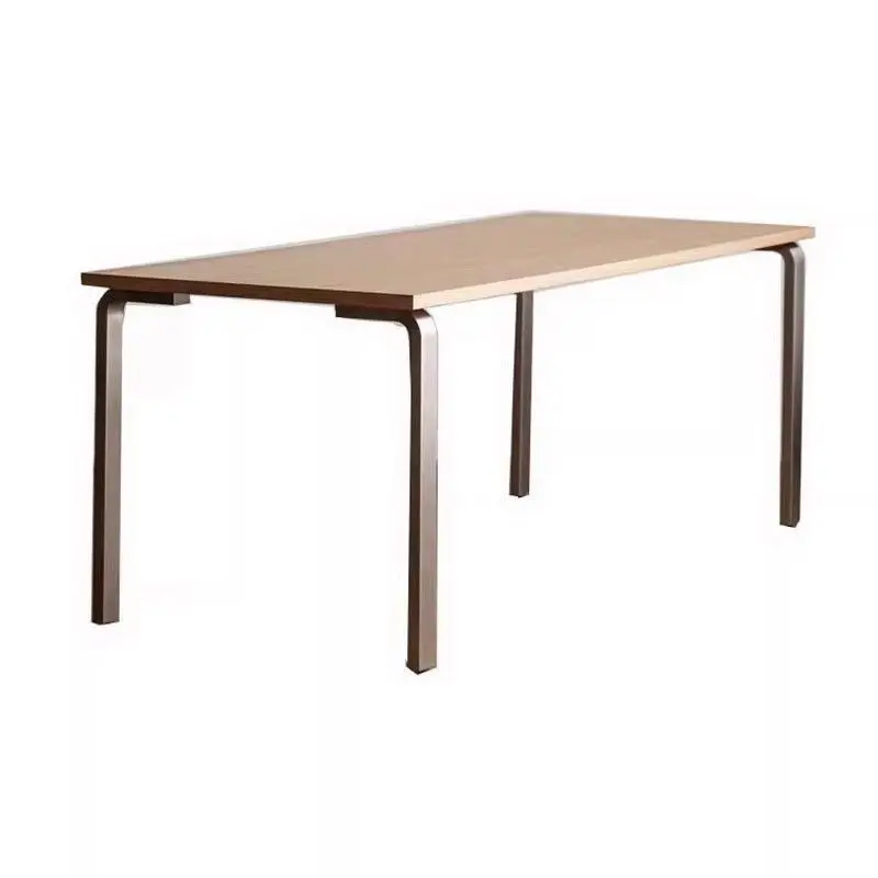 

Medieval Bauhaus desk long desk ins wind computer table pure solid wood dining table simple writing desk stainless steel
