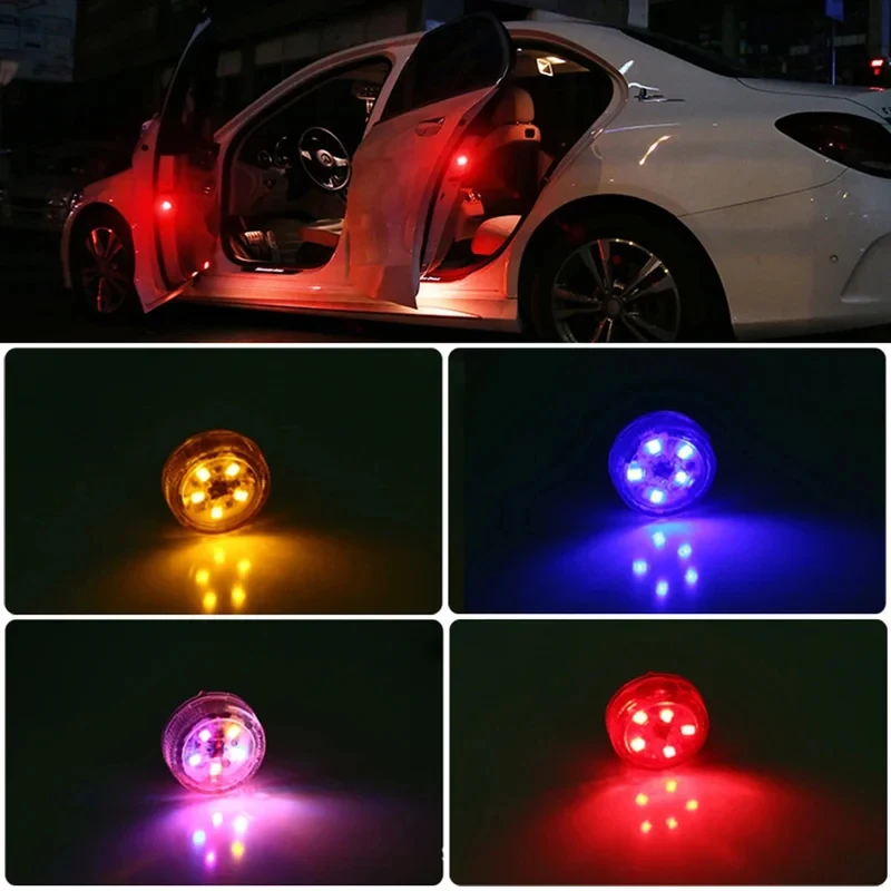 2/4Pcs Universal 5 LED Car Opening Door Safety Warning Light LED Anti-collision Lamp Flashing Alarm Parking Warning Light