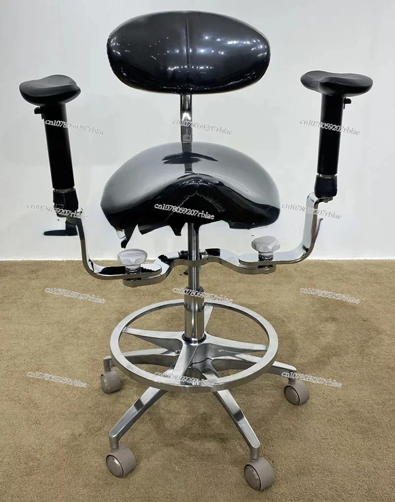 Dental Equipment Ergonomic saddle chair with adjustable double armrest leg rest mute wheel back for hospital and clinic