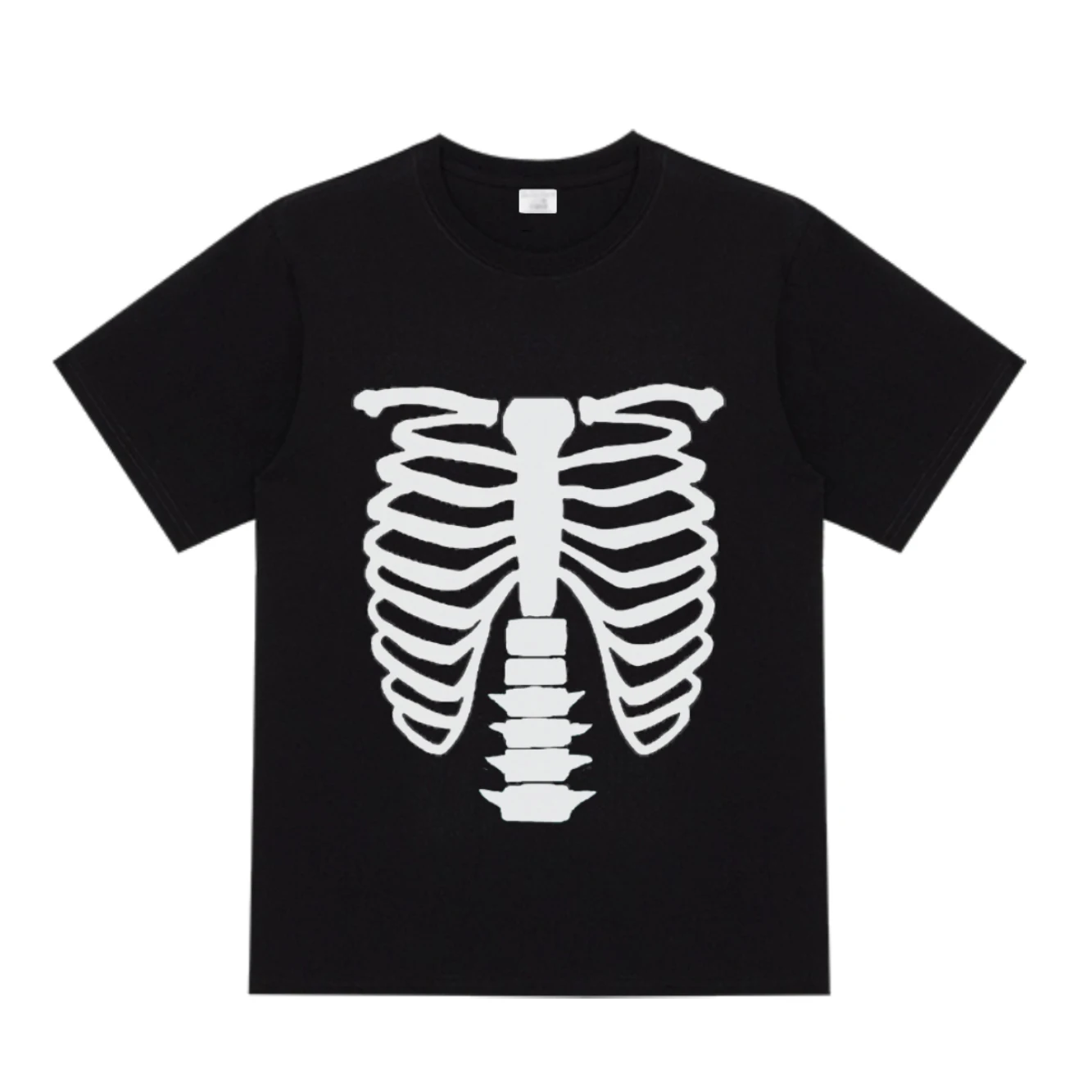 

Loose Cotton Skeleton Rib Cage T-irt Creative loween ort Sve Casual Tee Breathable Youth Faion round Ne T-irt