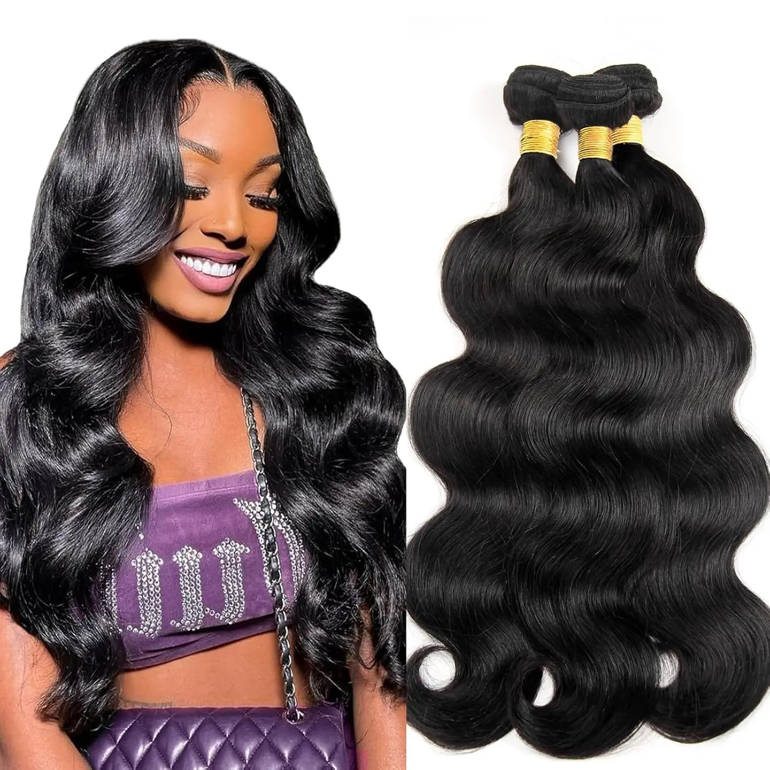 Extensions de cheveux humains Body Wave, cheveux vierges, 3/4 non transformés, tissage naturel, document naturel, 2 faisceaux, 100% faisceaux