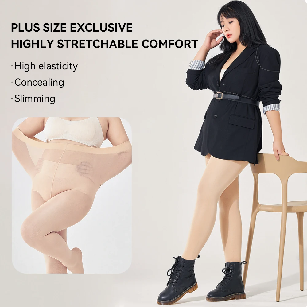 

Плюс размер 80D женские бархатные прозрачные колготки с высокой талией, эластичные дышащие колготки, сексуальные тонкие леггинсы