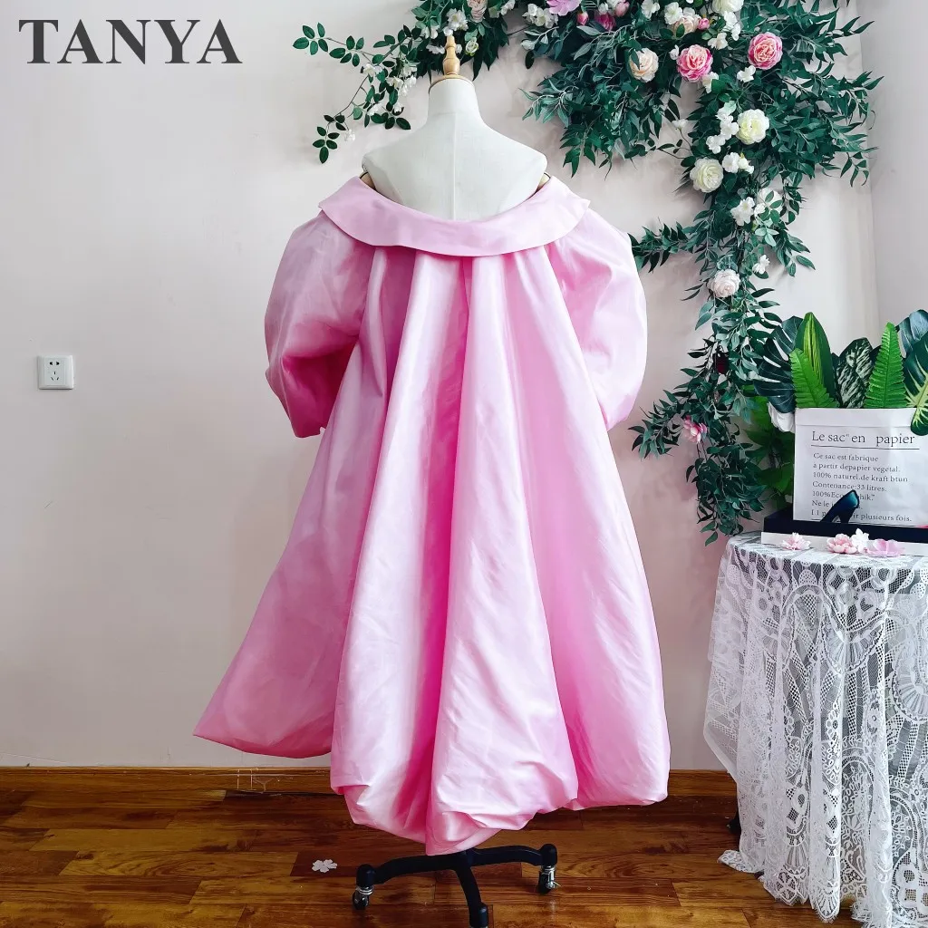 Capa de boda de tafetán rosa, mangas hinchadas, envolturas para novias, capa de novia alta y baja, accesorios, abrigo de novia, chaqueta personalizada