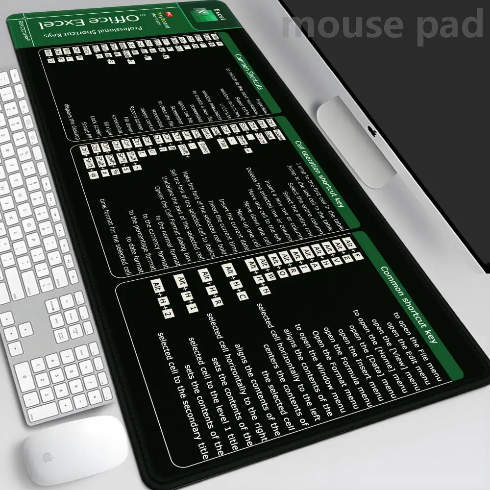 

EXCO Excel Shortcuts Mouse Pad Large Extended Office Computer Desk Mat Big Keyboard Mousepad with Stitched Edge Non-Slip Base