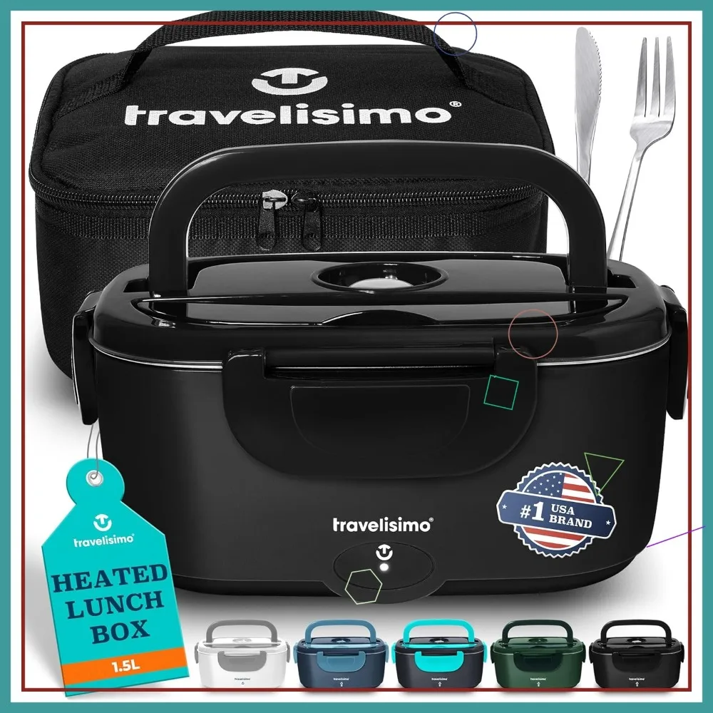 

80W Electric Lunch Box 1.5L Stainless Steel Food Warmer Portable Heated Meal Container for Travel Work