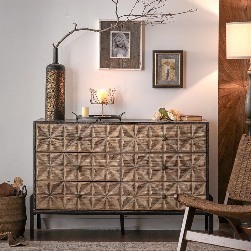 

Medieval solid wood carving creative aisle cabinet small size multi-functional storage cabinet