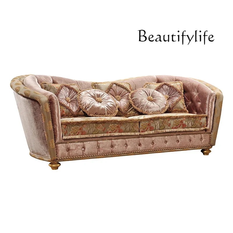 

European French light luxury neoclassical villa large household embroidery fabric three-person sofa