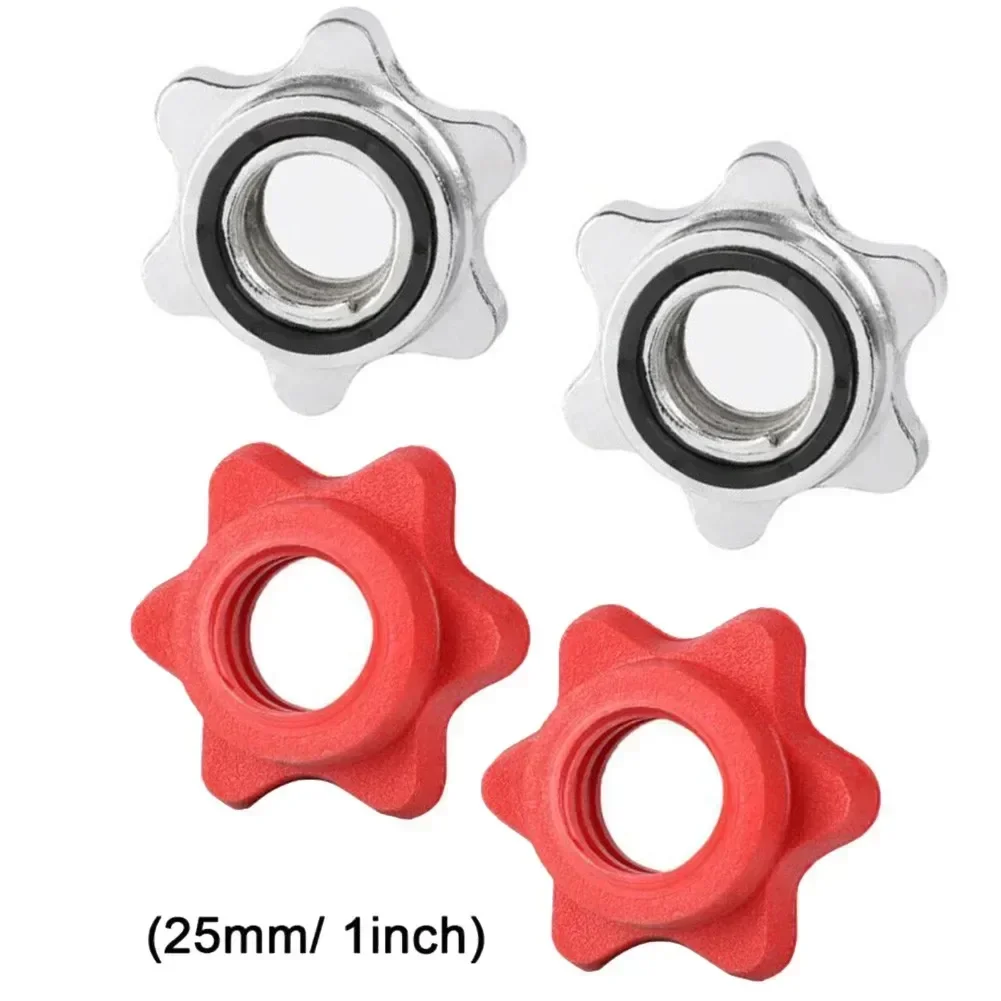 2pcs Dumbbell Nut Barbell Bar Clips Spin Lock Screwfor Standard Weight Lifting Barbells Dumbell Bars Fitness Equipment Accessory