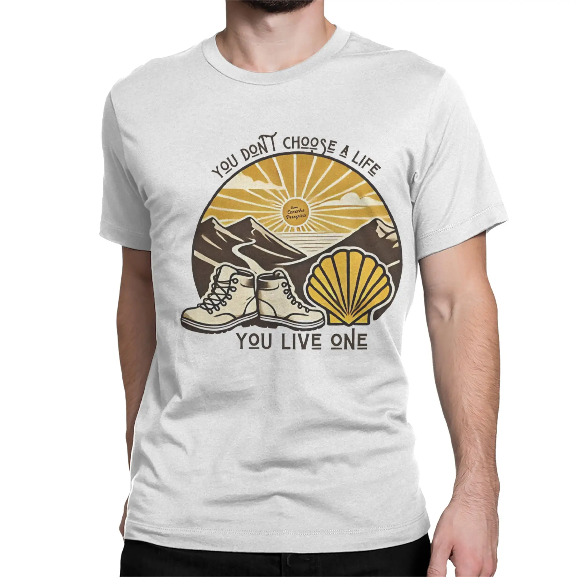 Camino de Santiago Pilgrim Life Men Women's T Shirts  Funny Tee Shirt Short Sleeve Crew Neck T-Shirts Cotton Birthday Gift Tops