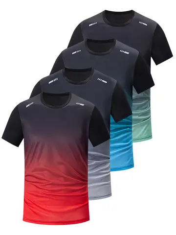 4/1/2 Pack Men's Gradient Quick-drying Sportswear Teenagers Leisure Joker Short-sleeved Multi-size Mixed-color Running Fitness T