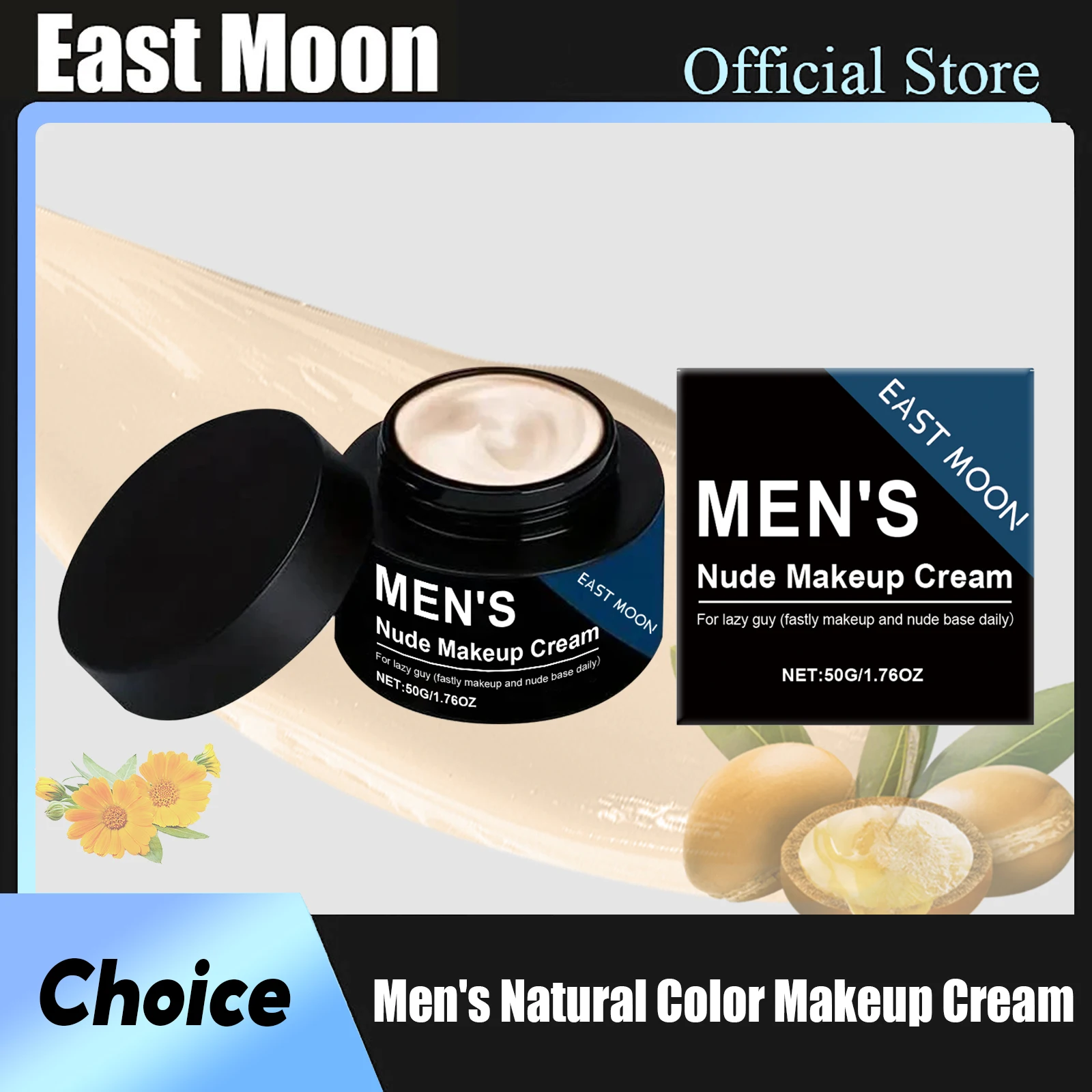 이스트 문 시어 버터 남성 메이크업 크림 오일 컨트롤 보습 베이스 컬러 체인지 풀 커버리지 다크 스킨용 BB 파운데이션 크림