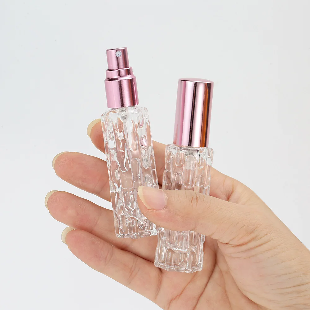 10개 10ml 유리 향수 스프레이 병 알루미늄 스프레이 헤드 향수 디스펜서 병 프레스 빈 병