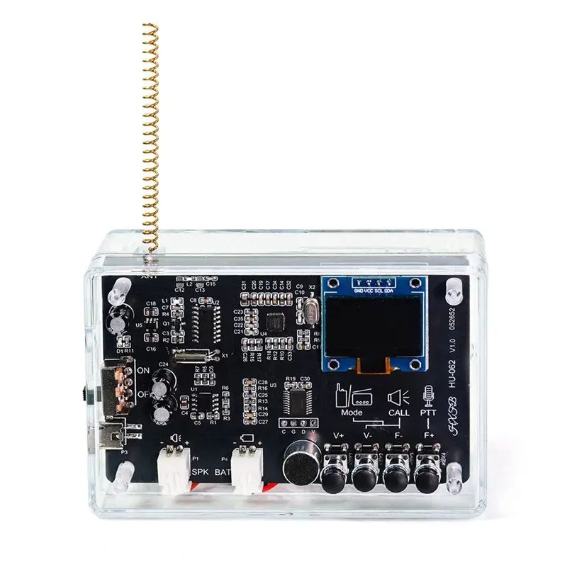 Y45A-2X DIY Walkie-Talkie FM Radio Electronic Kit 409.85Mhz Adjustable Frequency 87-108Mhz OLED Display DIY Soldering Kit