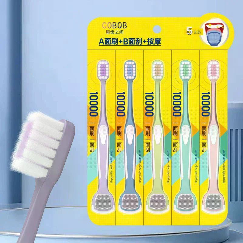 

Double Head Toothbrush With Tongue Scraper Tongue Oral Cleaning Brush Reusable Fresh Breath Oral Hygiene Care Cleaning Tools