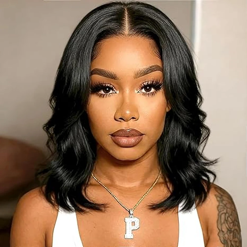 

13x4 Glueless Body Wave Short Bob Brazilian Human Hair Wear and Go 13x6 HD Lace Front Wig Pre Cut Pre Plucked For Black Women