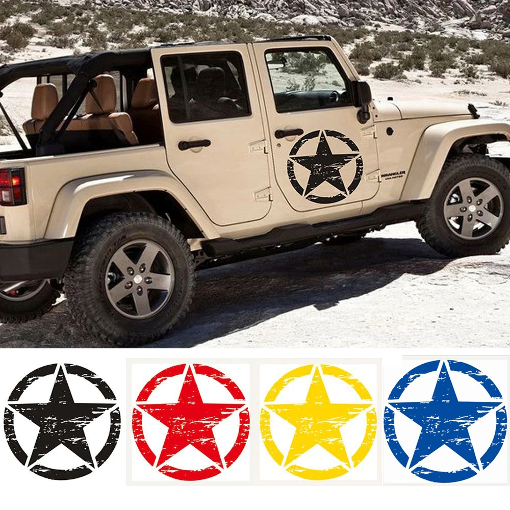 1Pc Black Star Car Hood Sticker Off Road Graphic Vinyl Auto Decal Vehicle Body Decoration Auto Accessory 5Colors For Choose