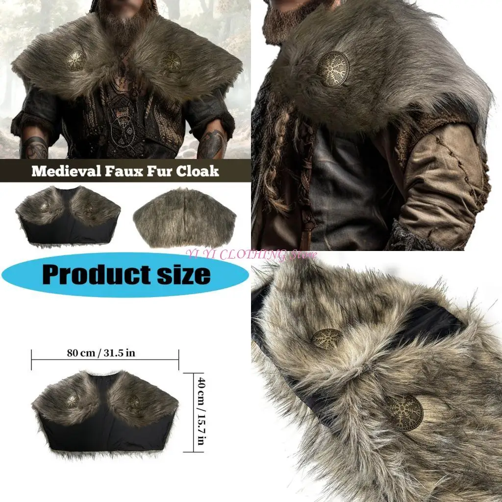 

N5KF Искусственные мех накидки Исторический реконструкция костюма на Хэллоуин Костюм Косплей аксессуар для активного открытия