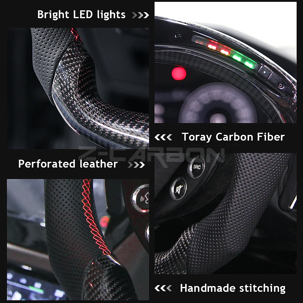 Customized Carbon Fiber Perforated Leather Racing Sport Steering Wheel For Maserati GT GRANTURISMO STRADALE QUATTROPORTE 07-20