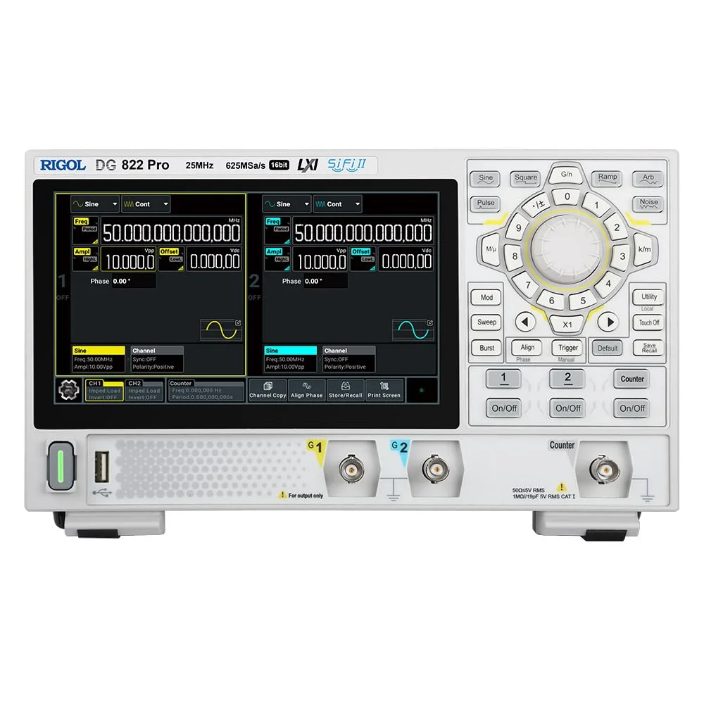 DG852 Pro 50MHz 2-Channel 625 MSa/s 16-Bit Vertical Resolution Functional Arbitrary Waveform Generator for Electronic Laboratory