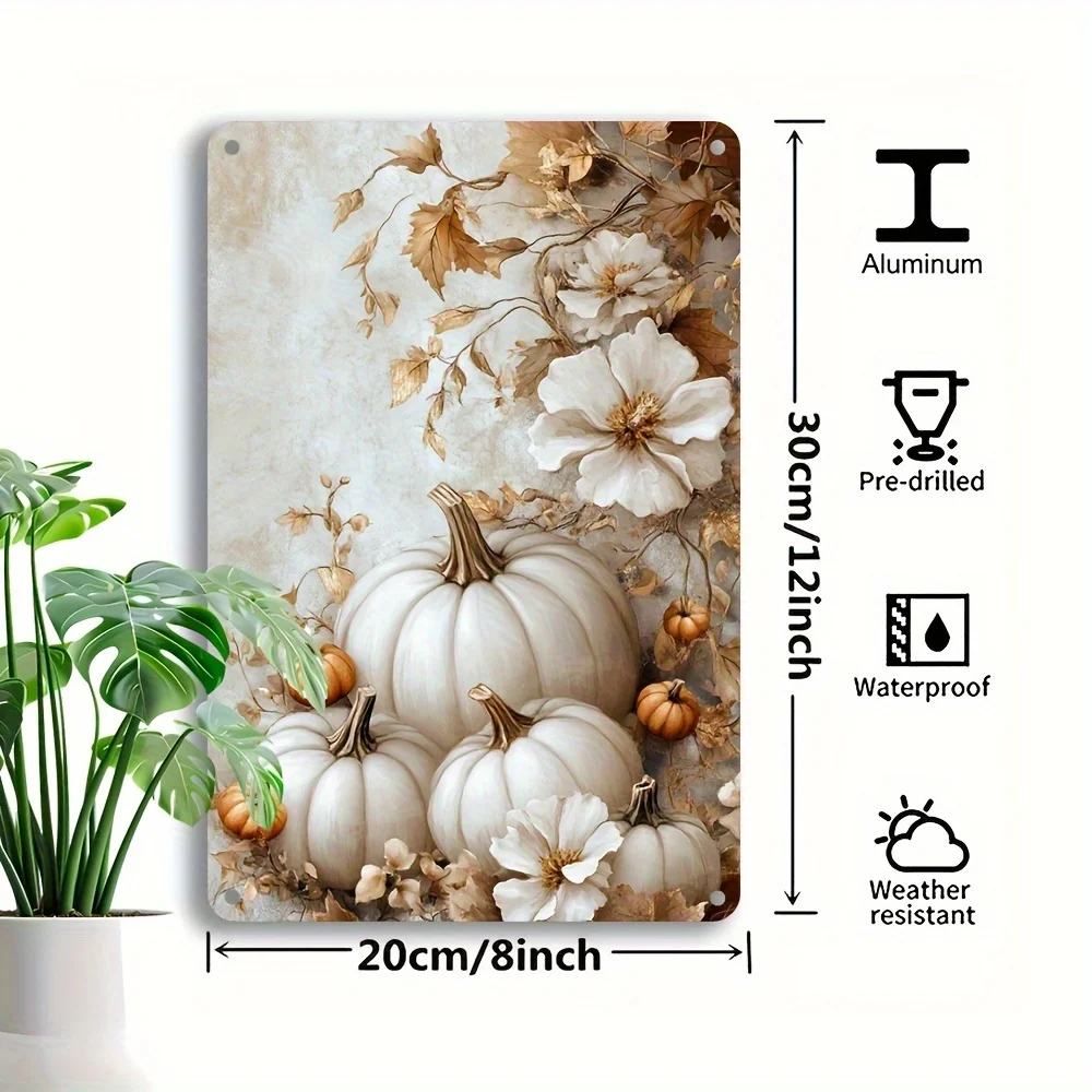 1PC Charmant Pompoen Bloemen Metalen Bord voor Thanksgiving Herfst Decor Perfect voor Thuis Bar Decor Gemakkelijk op te hangen Weerbestendig