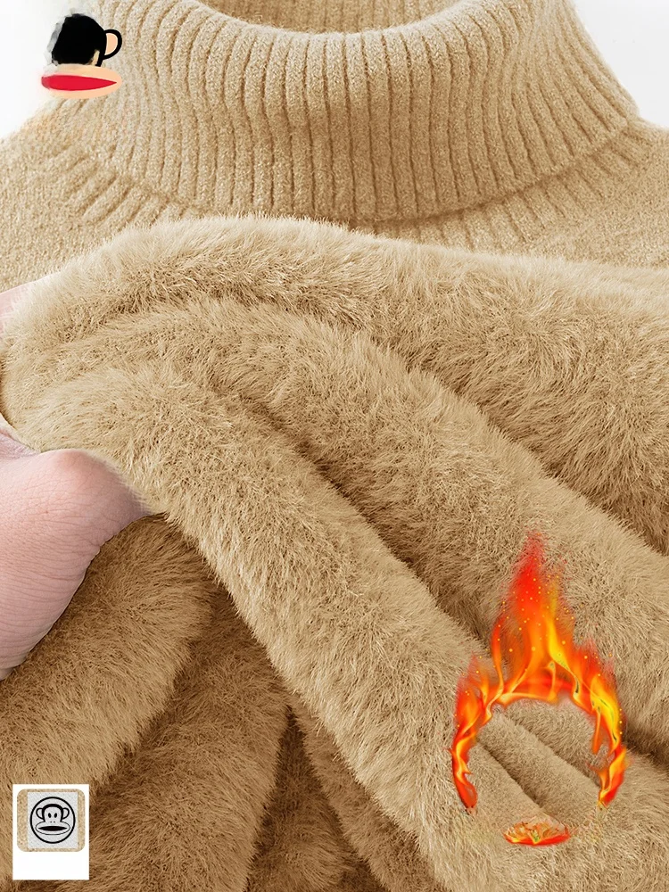 

Men's Retro High Collar Fce Knitwear Warm Inner Wear Outerwear ible Soft Thiened Long Sve Sweater