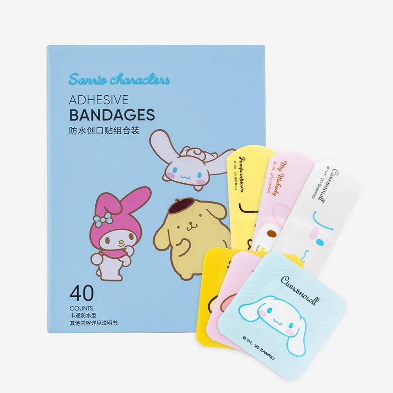 Sanrio Fantasy Cartoon Animation My melody Cinnamoroll Kawaii Pompom Purin Waterproof Band-Aid Pack 40 pieces