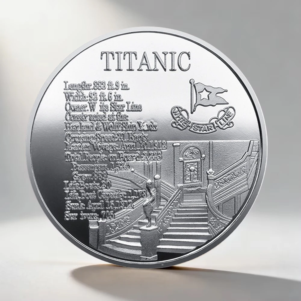 White Star Line Titanic Silvery Plated Collectible Coin The World's Largest Liner Commemorative Coin Home Decoration