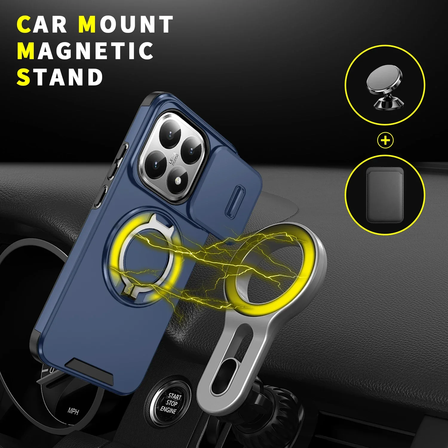 

Case for Xiaomi 15T Pro 5G MI15T Xiao Mi 15t 14T Pro Mi14t Dual Layer Lens Anti-Knock Strong Magnetic Ring cases