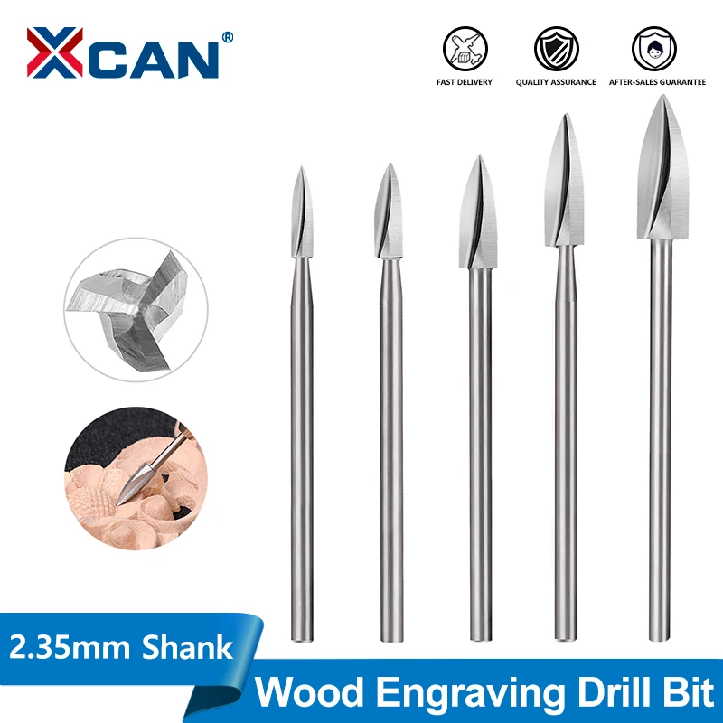 XCAN 1pc Wood Carving Drill Bit For Dremel Rotary Tool with 2.35mm Shank For DIY Carving Drilling Micro Sculpture