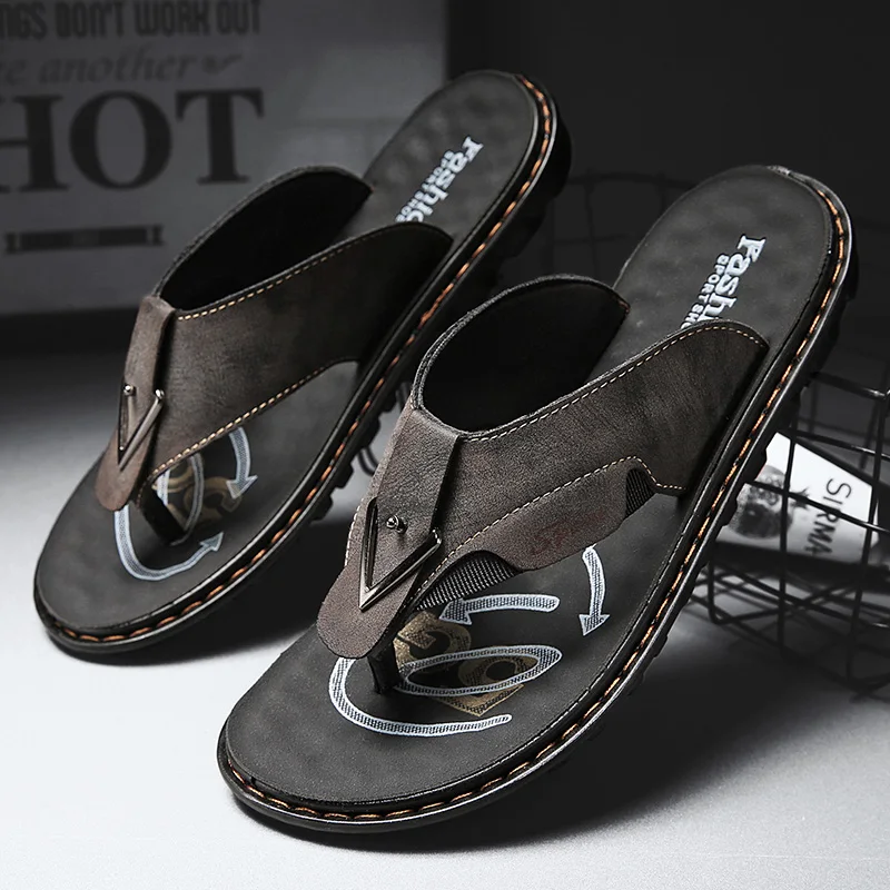 Flip-Flops Summer Classic High-Quality Fashion Soft-Sole Non-Slip Comfort Breathable Light Outdoor Men's Casual Walking Slippers image 2