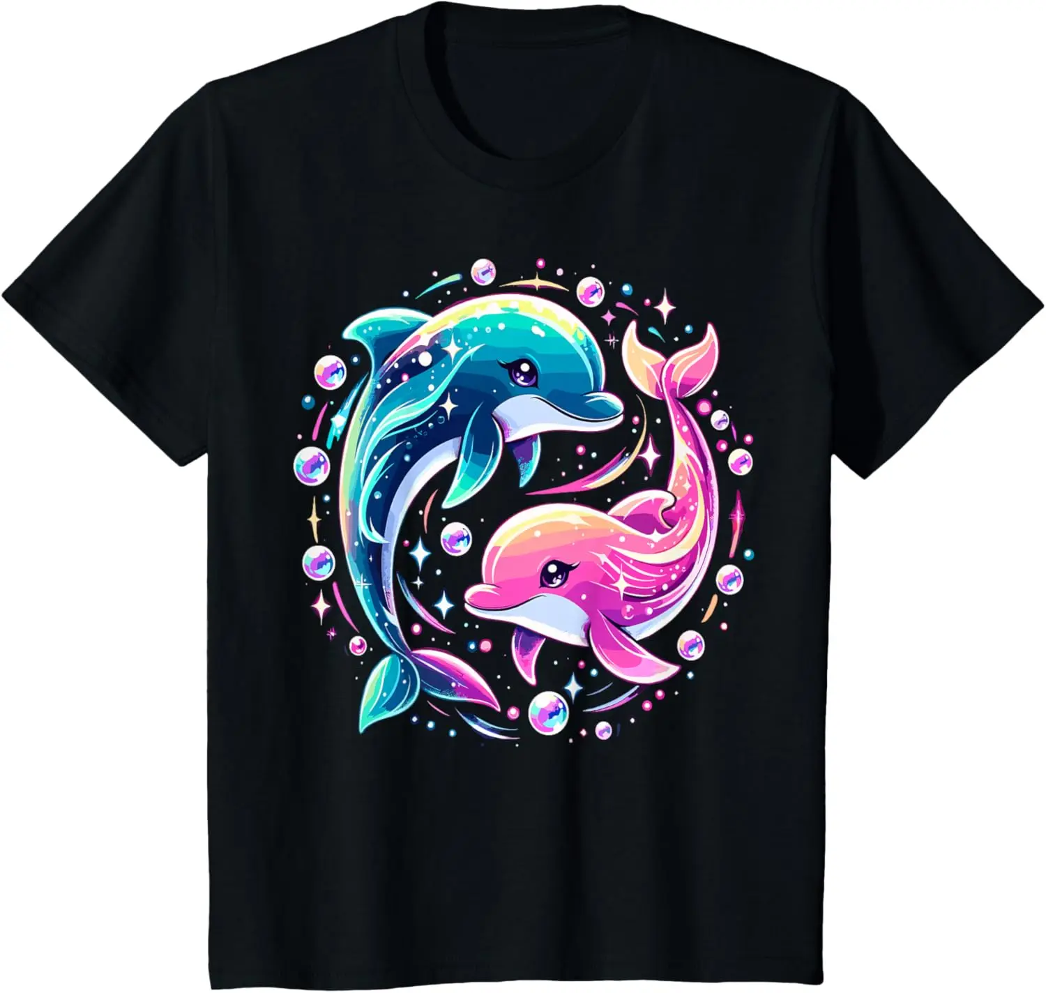Dolphin Colorful Sea Ocean Animal Dolphin T-Shirt Baumwolle Unisex Kinderbekleidung Lässige Grafik-T-Shirts für Kinder