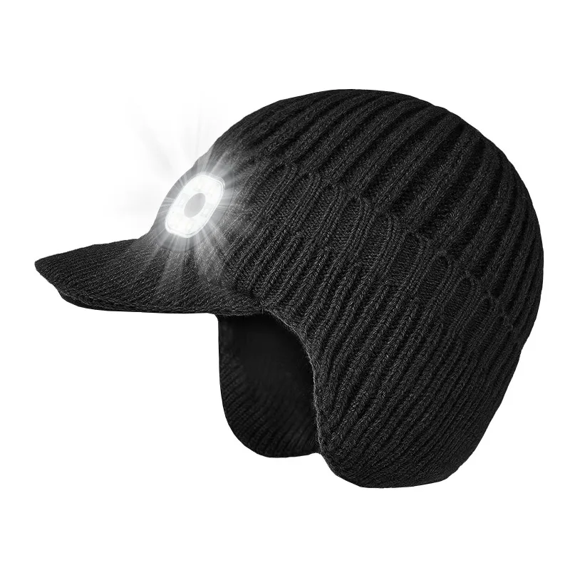 

Rechargeable Removable LED Outdoor Sports Luminous Lighting Knitted Cap Ski Cap