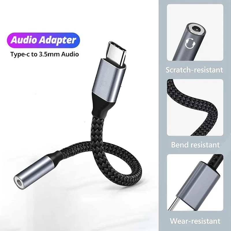 USB C to 3.5mm Headphone Adapter Type C To 3.5mm Jack Audio Cable Converter Earphones Audio Adapter For Huawei Xiaomi Oneplus