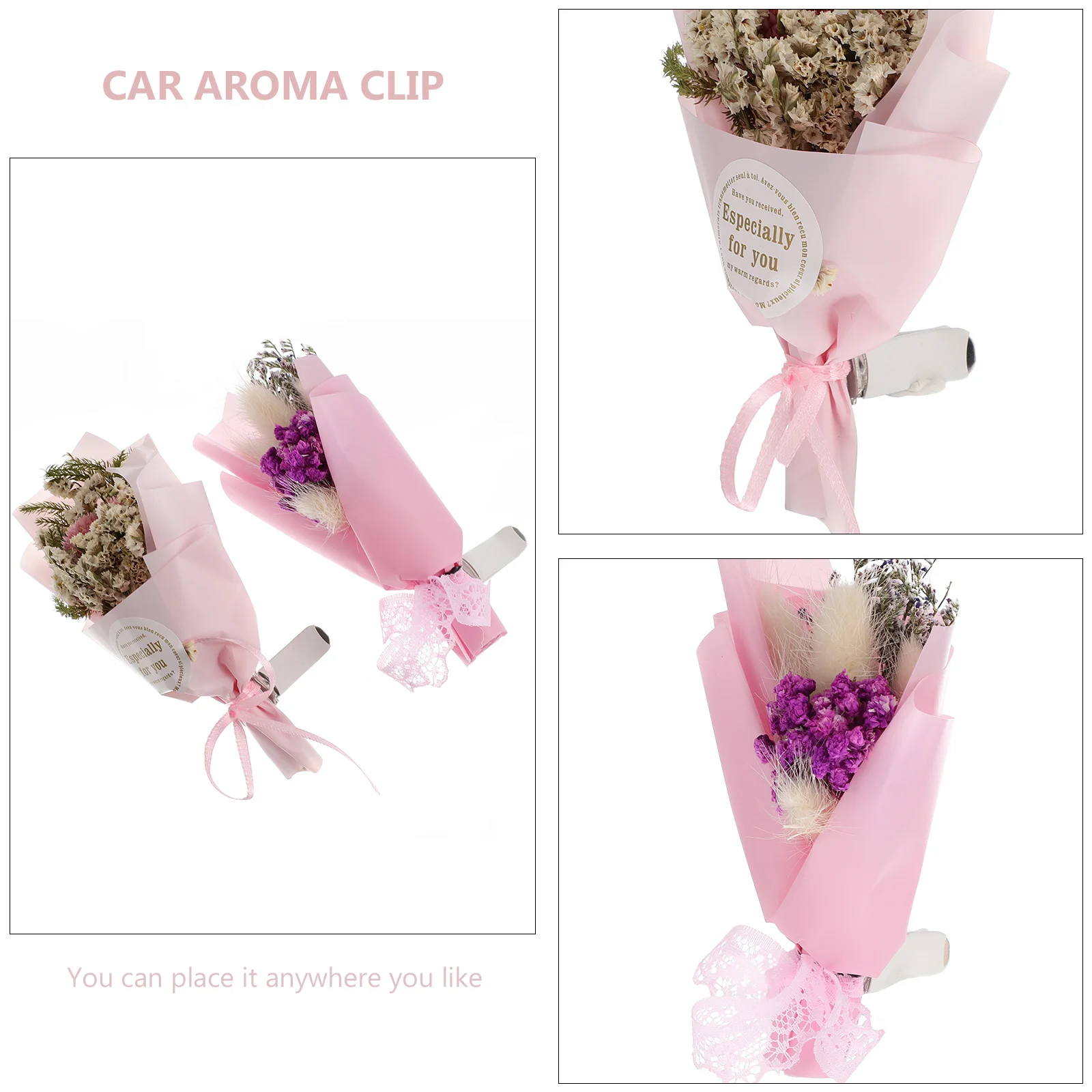 2 Pcs Cars Dried Flower Aromatherapy Died Perfume Clip Vent Freshener Air Floral Flowers 8X4CM Diffuser