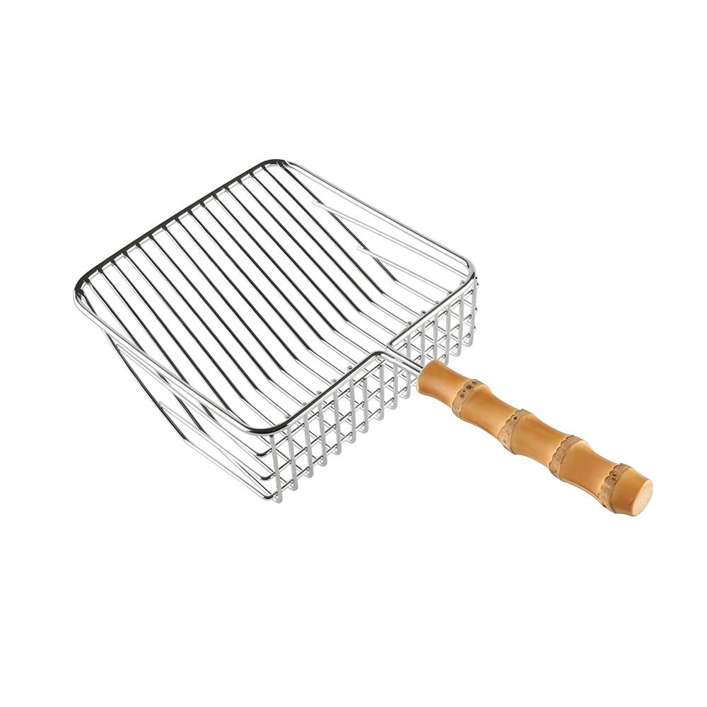 

Pet Cleaning Tool Metal Long Natural Bamboo Root Wood Handle Pet Poop Deep Box Sifter Kitty Sand Shovel Cleaner Cat Litter Scoop